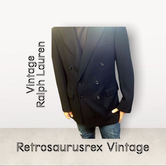 VTG Ralph Lauren Blk Fine Wool Sports Coat Blazer Sz 40 - Picture 3 of 5